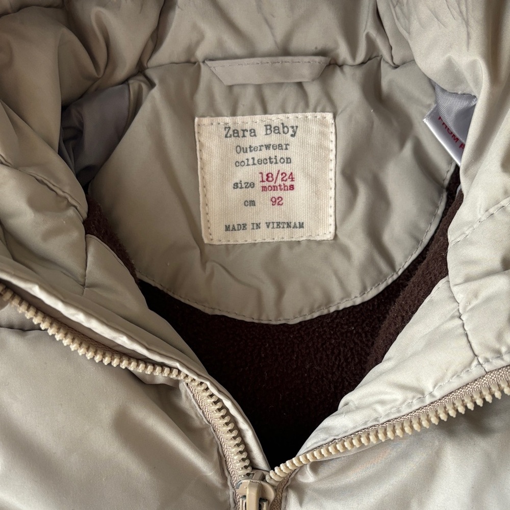 Zara Baby Gray Puffer Jacket with Faux Fur Trim Hood - Picture 10 of 14
